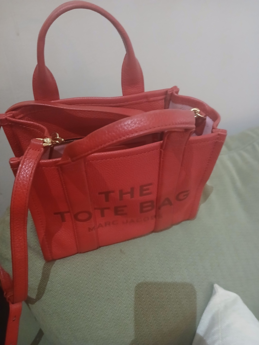 Marc Jacobs Coral Red Pebbled Leather The Tote Bag - Picture 6 of 6